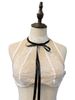 Bow Lace Hollow-out Halter Vest Suit Underwear_voghion.com