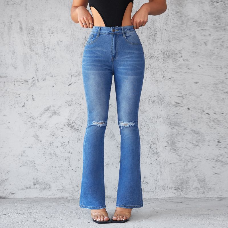 Ripped And Slightly Pulled Women's Jeans Slim-fitting And Thin High-waisted Elastic Pants_voghion.com