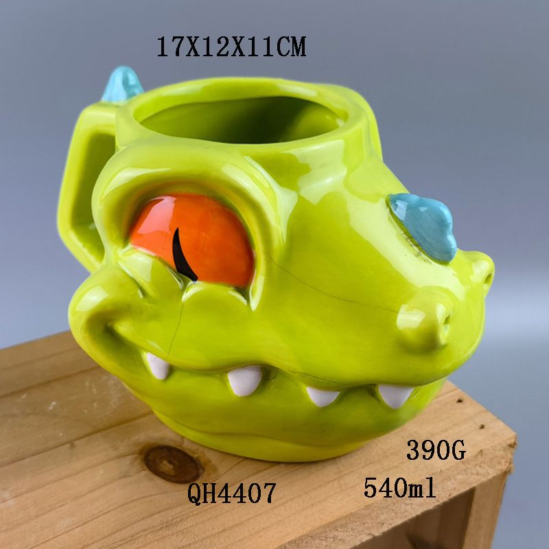 Cartoon 3D ceramic cup, dinosaur shaped cup, creative animal breakfast cup, irregular milk mug, office water cup_voghion.com
