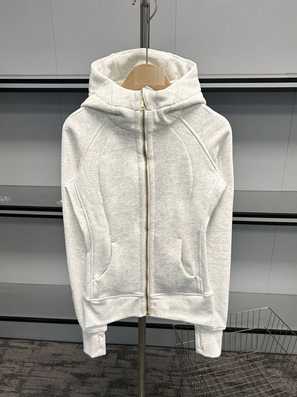 Slim-Fit Scuba-Hoodie für Damen mit goldenem Reißverschluss – Fleecegefüttert, warm und stylisch für Herbst und Winter – Yoga, Laufen, Fitnessstudio_voghion.com