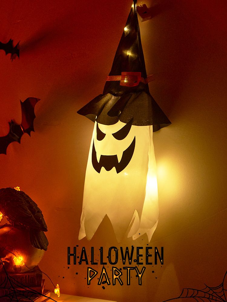 Single Pack 44cm Halloween Ghost LED String Lights - Warm White & Multicolor For Party Decorations_voghion.com