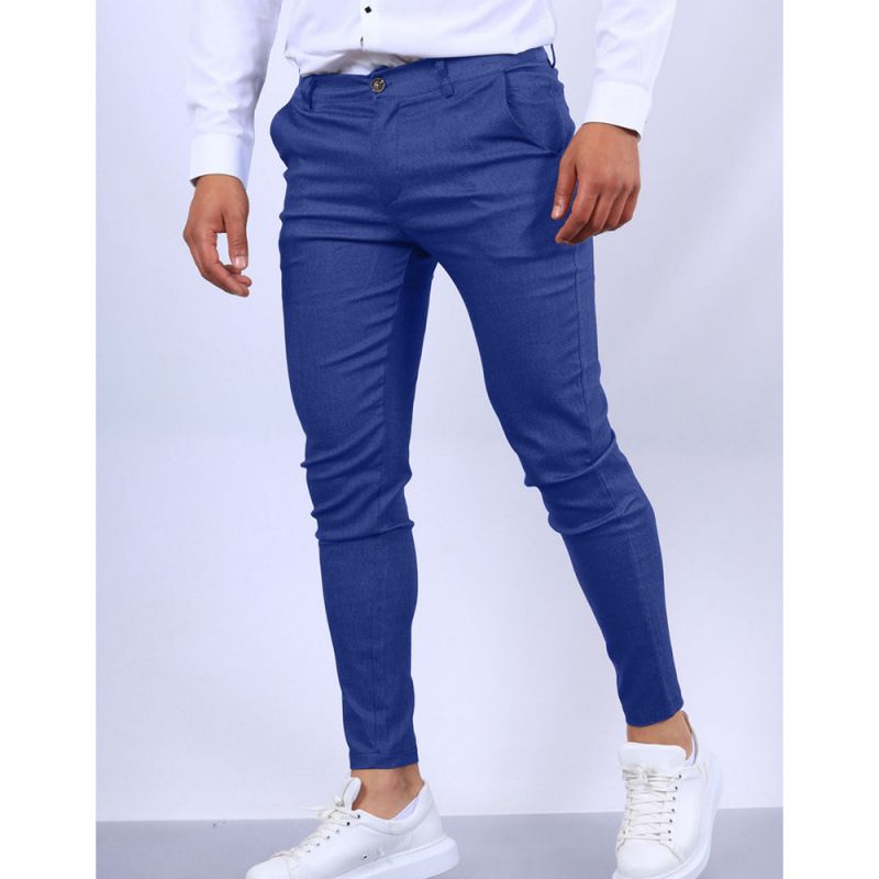 Men's Clothing New Four Seasons Men's Solid Color Texture Business Casual Slim Fit Formal Trousers_voghion.com