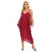 Women's  Plus Size  V Neck Strappy Irregular Loose  Pocket Dress_voghion.com