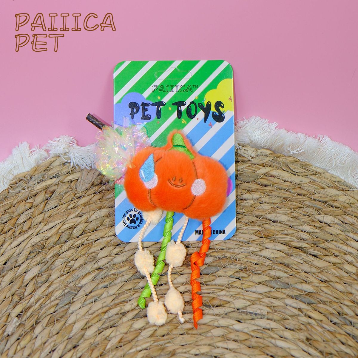 New Cat Wooden Ring Paper Teaser Plush Toy Cartoon Catnip Chew Self-Entertainment_voghion.com