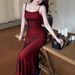 New Style Strap Evening Long Sexy Satin Solid Color Dress_voghion.com