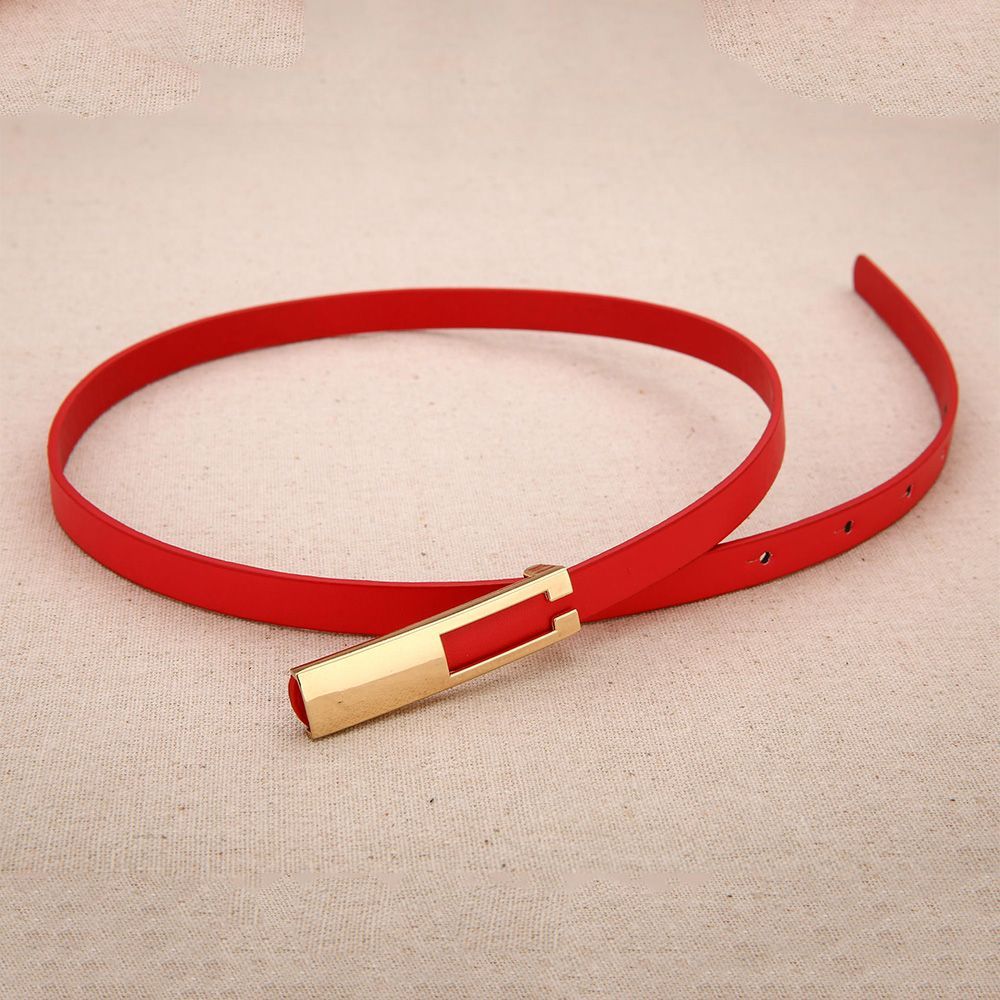 ŽHAVÝ kovový přezkový tenký módní divoký dámský kožený opasek černý bílý červený popruh pas dámské šaty doplňky_voghion.com