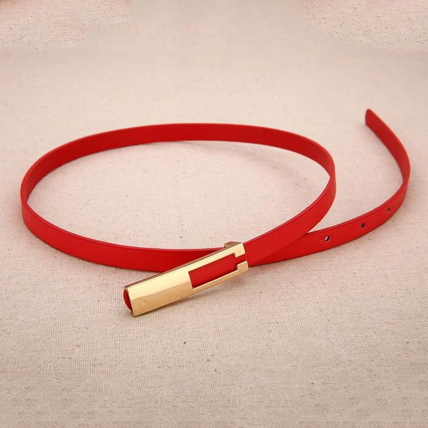 ŽHAVÝ kovový přezkový tenký módní divoký dámský kožený opasek černý bílý červený popruh pas dámské šaty doplňky_voghion.com