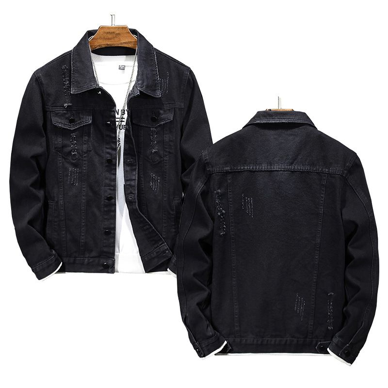 Abbigliamento da uomo, top alla moda, marchio alla moda, giacca in denim con bordi strappati e vestibilità slim_voghion.com
