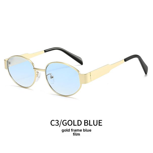 Gafas de sol elípticas, pequeñas, redondas y metálicas, de moda, para hombre y mujer._voghion.com