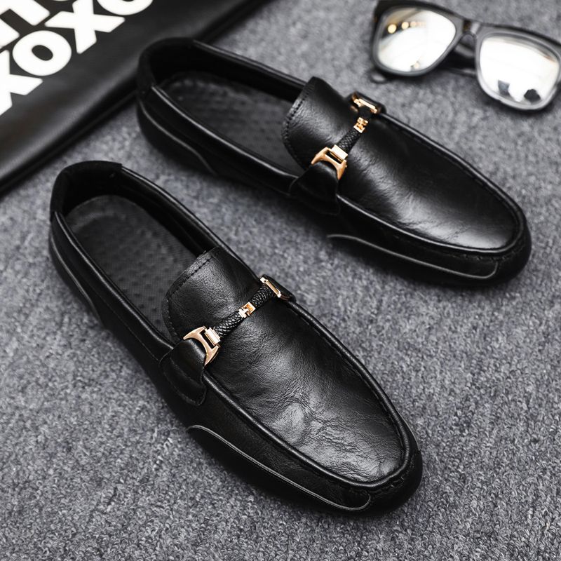 New Spring Summer Slip-on Loafers Men's Casual Leather Shoes Slip-on Moccasins_voghion.com
