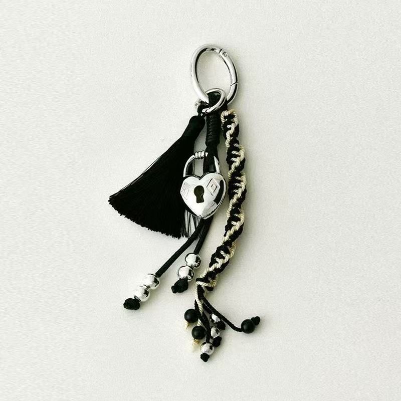 Hartvormige opengewerkte sleutelhanger voor dames, telefoonaccessoire, gevlochten lanyard, tasdecoratie_voghion.com