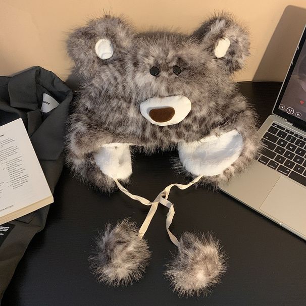 Niedliche Pelzmütze für Damen im Herbst und Winter sowie dicker, warmer Samthut für Studenten, die kalte Ohrenschützer reiten_voghion.com