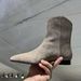 Cowhide Version~Korean Version Suede Pointed Toe Slim For Women Winter Fleece Lined Chunky Heel Western Cowboy Martin_voghion.com