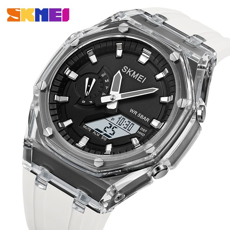 New fashion electronic watch timing glow-in-the-dark alarm clock dual display creative waterproof male student electronic watch_voghion.com