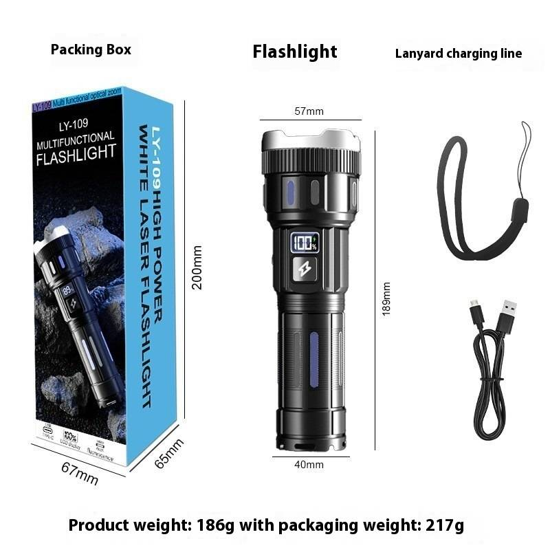 10000 Lumens Super Bright LED Flashlight - USB Rechargeable, High Power Tactical Torch With Laser Pointer For Outdoor Camping, Hunting & Emergency_voghion.com