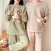 Pigiama da notte in mezza flanella per coppie femminili in inverno, spesso colore unito, semplice caldo sia per uomo che per donna, morbido e soffice per la casa_voghion.com