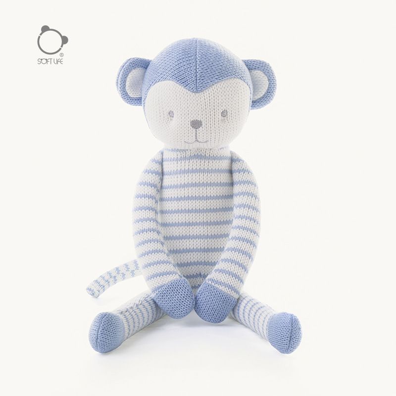 Kuscheltiere Soft Life Blau Wolle Affe Plüsch Spielzeug Säugling Begleiter Puppe Nettes Baby Geburtstagsgeschenk_voghion.com
