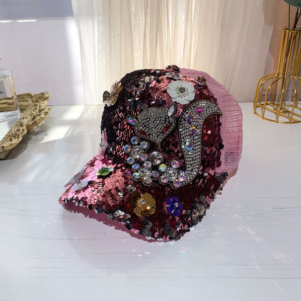 Printemps Automne Chapeau Céleste Version Coréenne Pour Enfants Strass Paillettes Casquette De Baseball Femme À La Mode Polyvalent_voghion.com