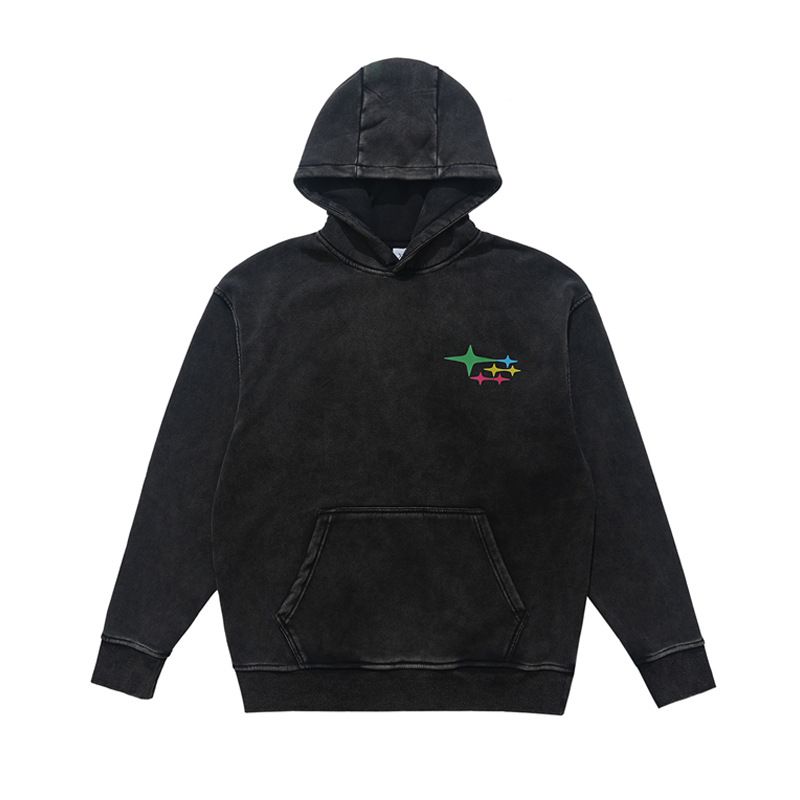 Vêtements pour hommes rétro lavage lourd grande impression composite plus velours couple pull tendance_voghion.com