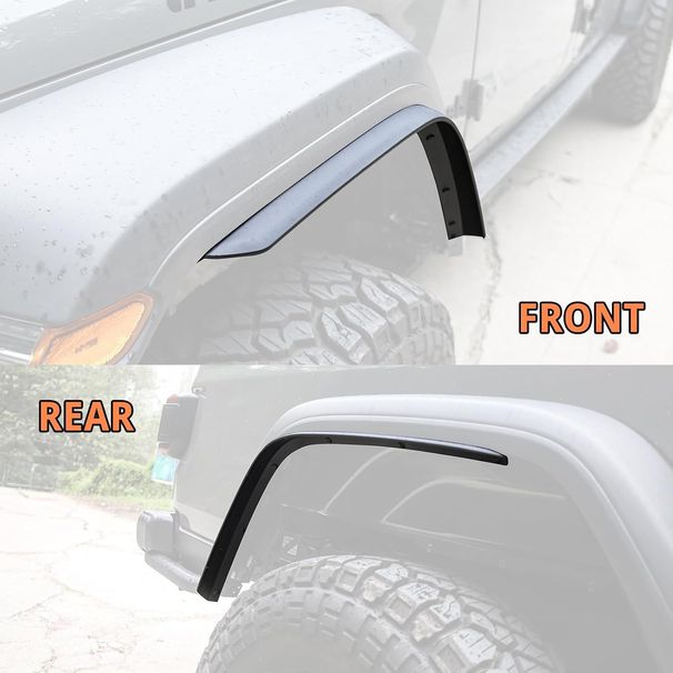 Front & Rear Fenders Compatible With 2020-2024 Jeep Wrangler Gladiator JT Mojave & Rubicon, Off-Road Wheel Fender Liner Set 4 Pcs(Only Fit High Clearance Fender Flares)_voghion.com