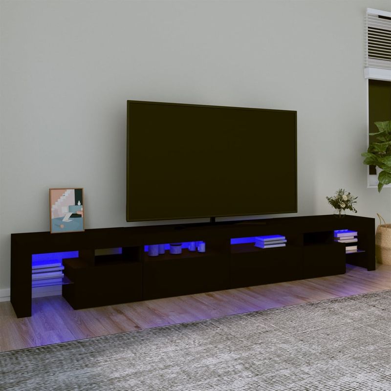 TV-Schrank mit LED-Leuchten Schwarz 260x36,5x40 cm_voghion.com