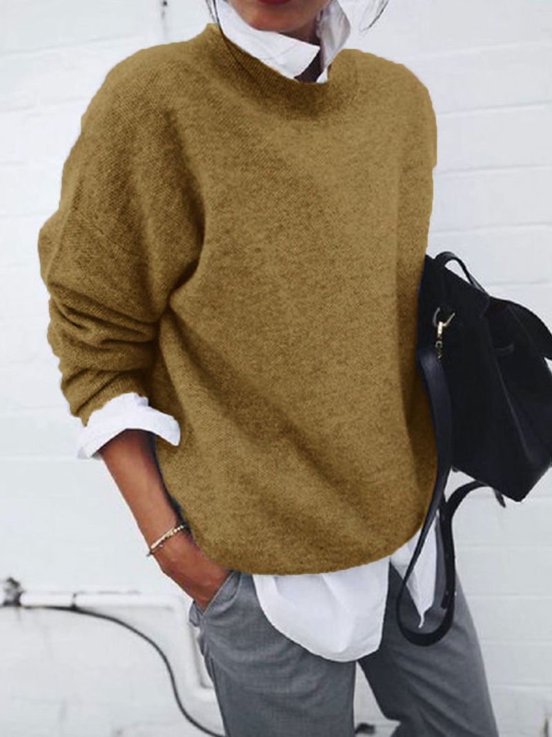 Women's shirt collar long-sleeved fake two-piece sweater jacket for women_voghion.com