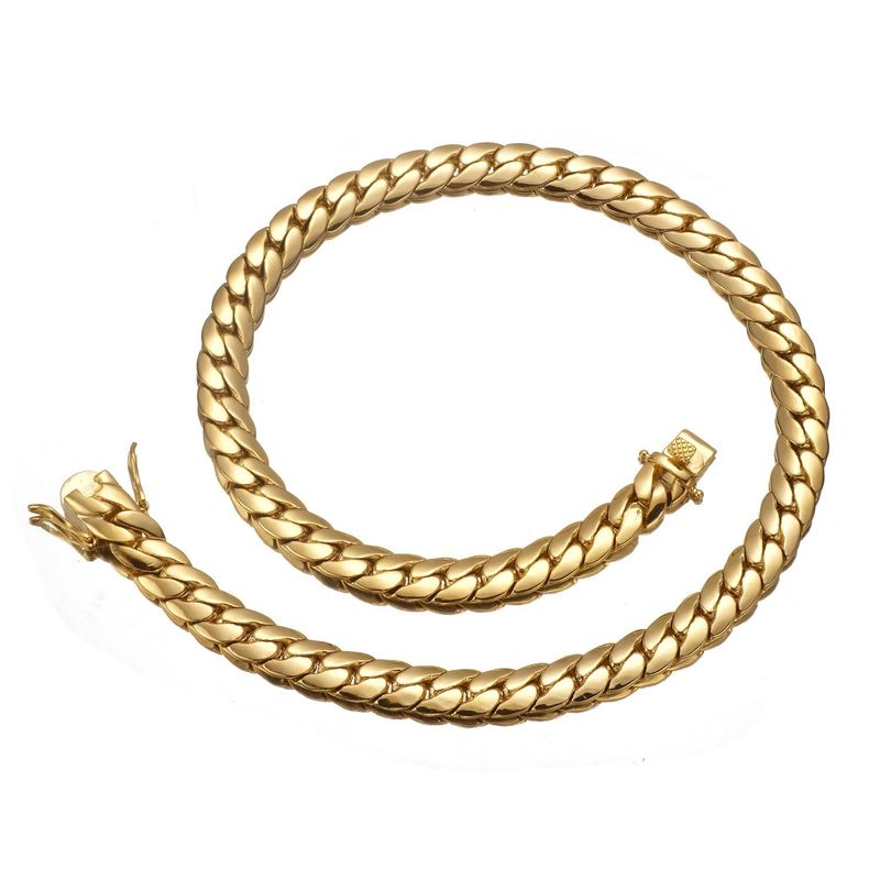Men's Jewelry K Gold Cuban Necklace Brass Men's Whip Chain Necklace Bracelet Short Clavicle Chain_voghion.com