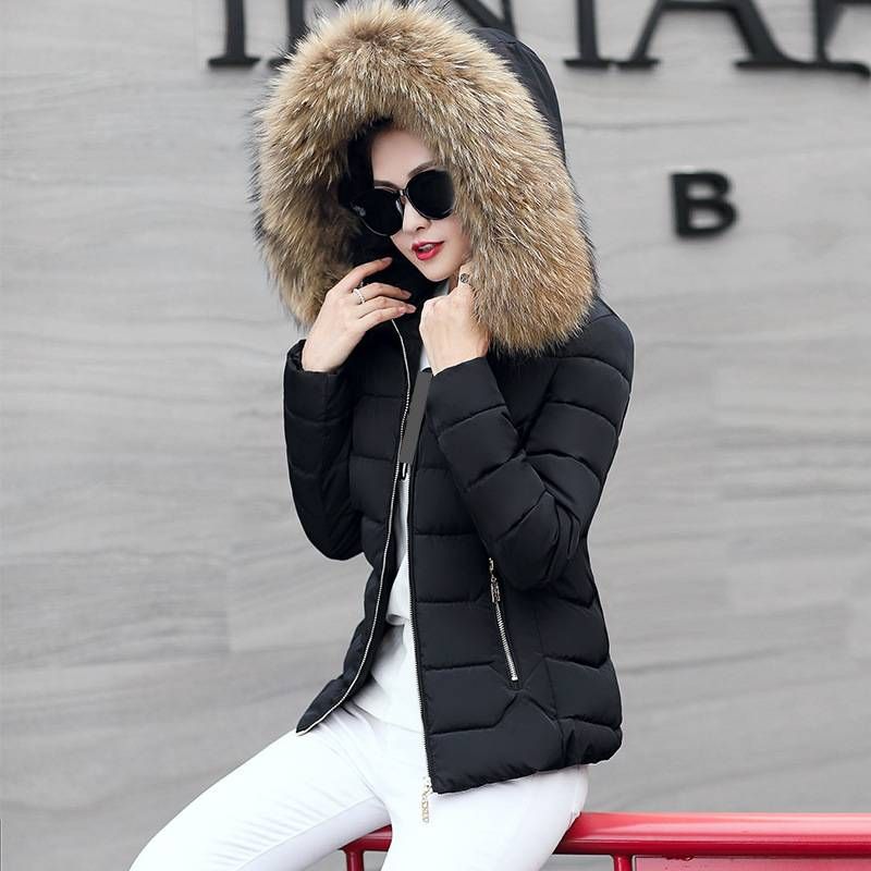 Women's Winter Puffer Jacket With Faux Fur Hood – Short Quilted Coat ( Thick Warm, Plus Size Friendly)_voghion.com