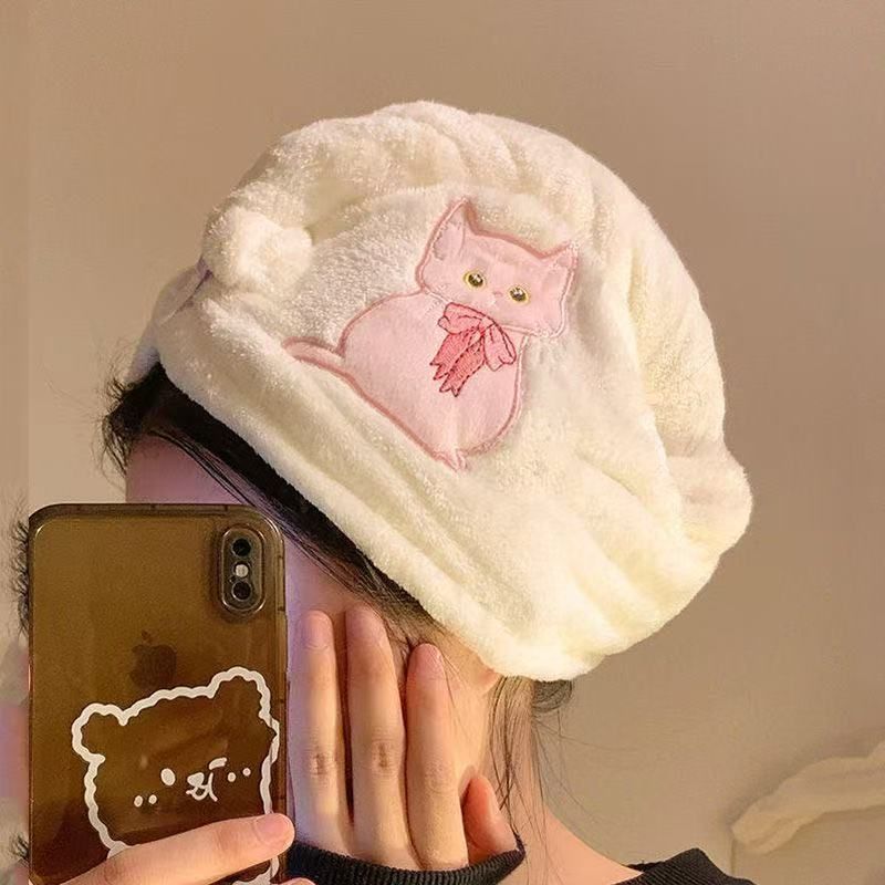 Apricot Plush Cat Beret – Sweet Bow Embroidered Warm Cap_voghion.com