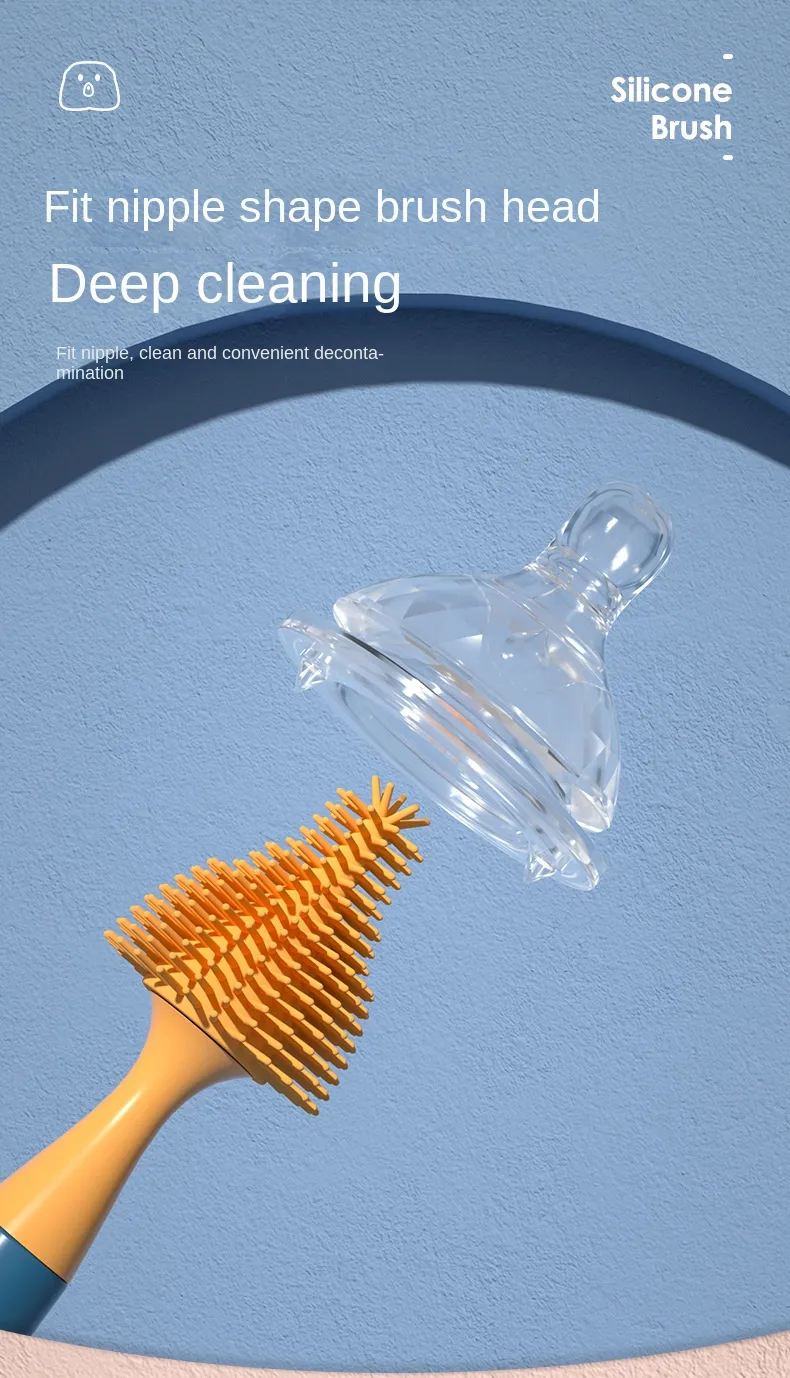 Lot de 1/2/3 brosses en silicone pour biberons, rotation à 360 degrés, brosse de nettoyage pour biberons, tétines, compte-gouttes, articles pour bébé_voghion.com