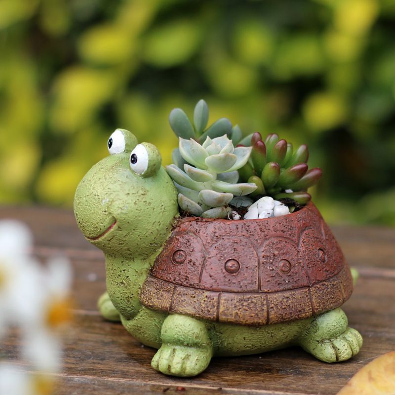 Cartoon Animal Succulent Flower Cute Turtle Flowerpot Planting Pot Desktop Home Decoration Ornaments Garden Planter_voghion.com