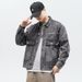 Men's Oversized Denim Jacket Trendy Streetwear Coat Casual Loose Fit, Hooded Workwear Style, Spring Autumn Fashion (Gray, Light Blue) Sizes M To 4XL_voghion.com