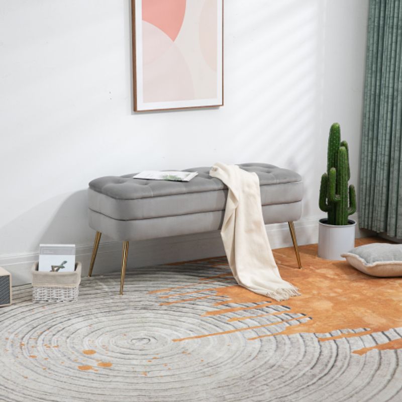 Pouf contenitore, panca per camera da letto, pouf contenitore imbottito in tessuto con cerniera di sicurezza, poggiapiedi imbottito per ingresso, panca pouf_voghion.com