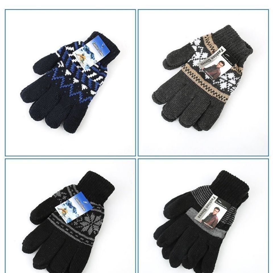 001 Men's Jacquard Gloves Wholesale Knitted Warm Winter Magic Fingered Fleece Lined For Cycling And Skiing_voghion.com