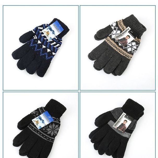 001 Men's Jacquard Gloves Wholesale Knitted Warm Winter Magic Fingered Fleece Lined For Cycling And Skiing_voghion.com
