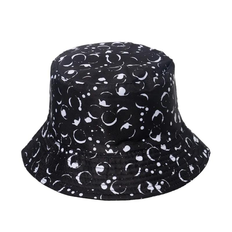 Ciel étoilé, lune, étoile pentagonale, chapeau de protection solaire imprimé pour bassin, chapeau de pêcheur pour hommes et femmes_voghion.com