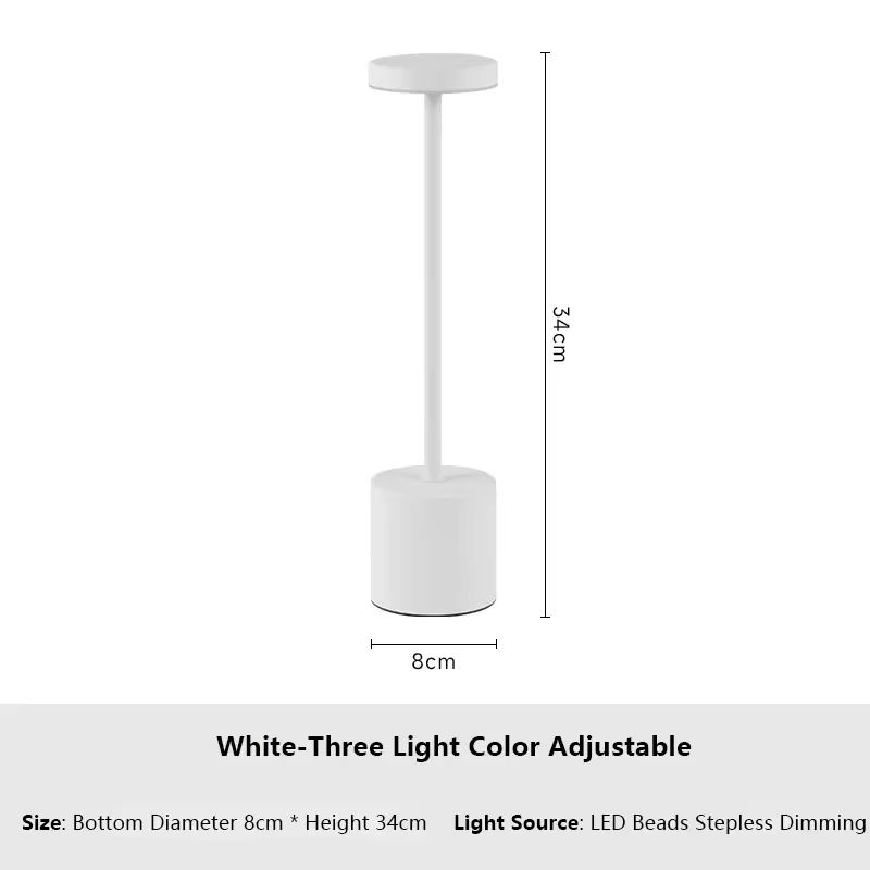 Lampe de bureau LED rechargeable à capteur tactile simple, 3 couleurs réglables, idéale pour une table de chevet, un bar ou une chambre à coucher_voghion.com
