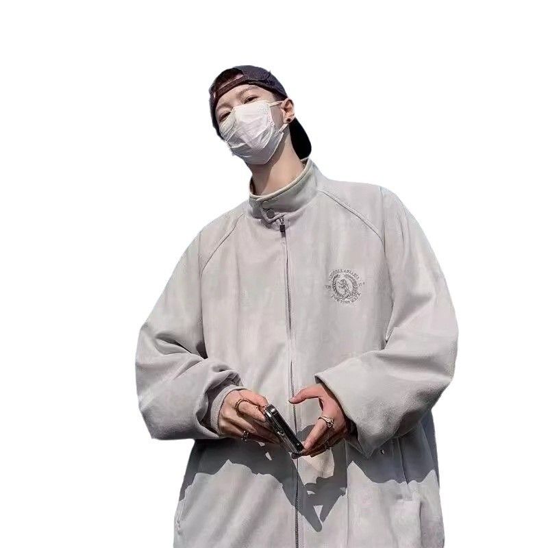 Retro Stand Up Collar Zipper Jacket, Men's And Women's Casual Suede Top, Trendy_voghion.com