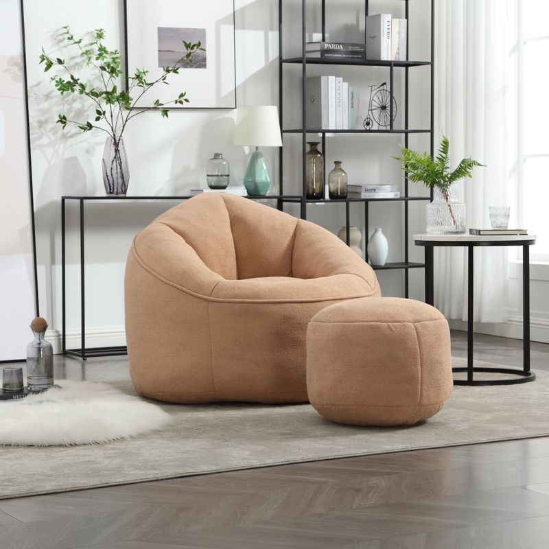 Bedding Bean Bag Sofa Chair High Pressure Foam Bean Bag Chair Adult Material With Padded Foam Padding Compressed Bean Bag With Footrest_voghion.com