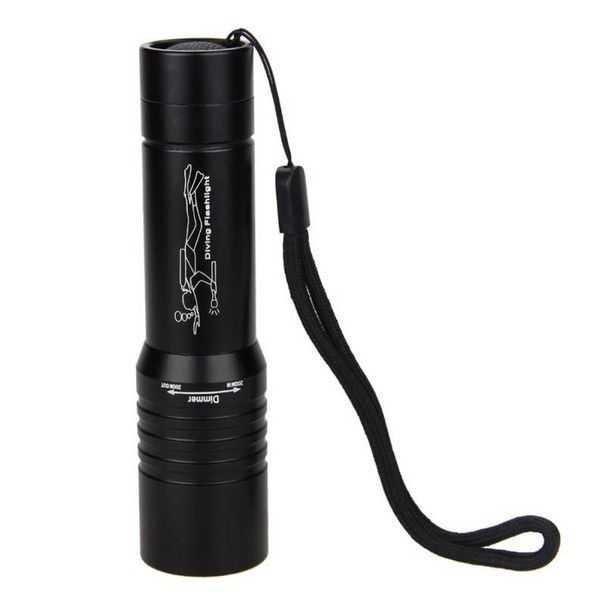 Zoomable T6 Diving Flashlight - 2000 Lumens Waterproof LED Torch With Rechargeable Battery & Aluminum Alloy Body For Scuba Diving_voghion.com