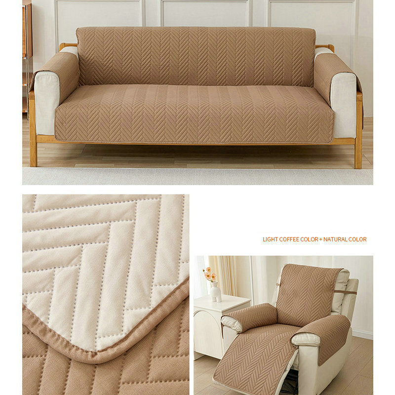 AquaShield W-Shape Dual-Layer Sofa Protector - Waterproof & Non-Slip Pet Couch Cover (Reversible, Quilted Polyester, Machine Washable)​​_voghion.com