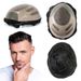 Bond Toupee For Men Human Hair Replacement System Fine Mono HairPieces Natural Hairline Real Mens Wig Black With 20% Grey Color #1B20_voghion.com