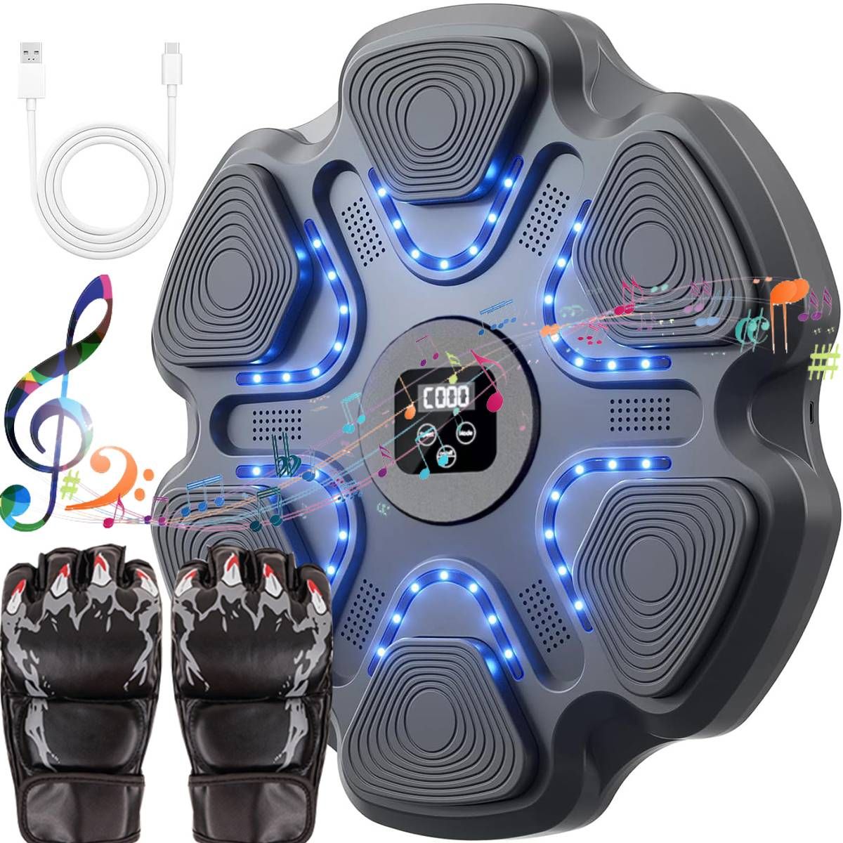 Model Smart Music Boxing Machine For Adults Kids, Training Machine With LED Electronic Wall Mounted, Home Indoor Workout Equipment With Boxing Gloves_voghion.com