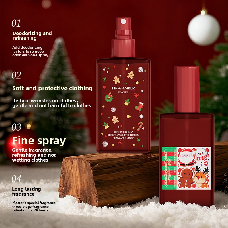 100ml Christmas Limited Fragrance Spray - Multi-Scene Deodorizing Long-Lasting Scent (Fir & Amber/Edelweiss & Gingerbread)_voghion.com