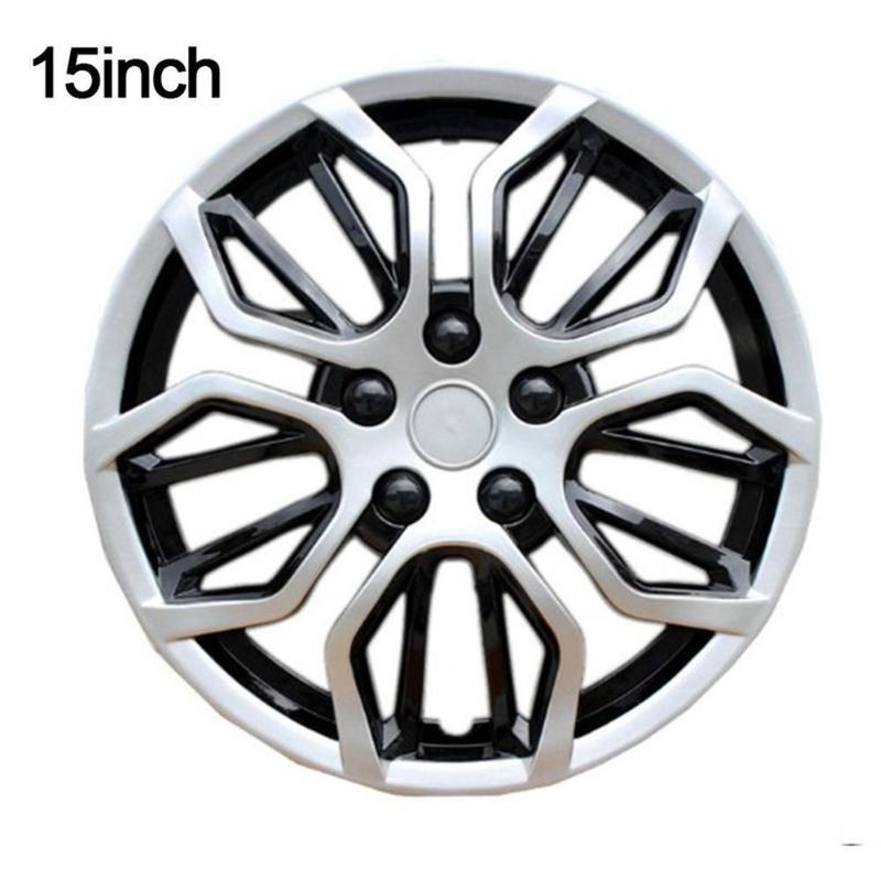 15 tum Universal Silver Black Cover Hjulnav delar Bildekoration_voghion.com