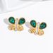Jewelry Sets Necklace For Women, New Fashion, Simple Emerald Butterfly Temperament Earrings And Bracelet, Stainless Steel Set_voghion.com