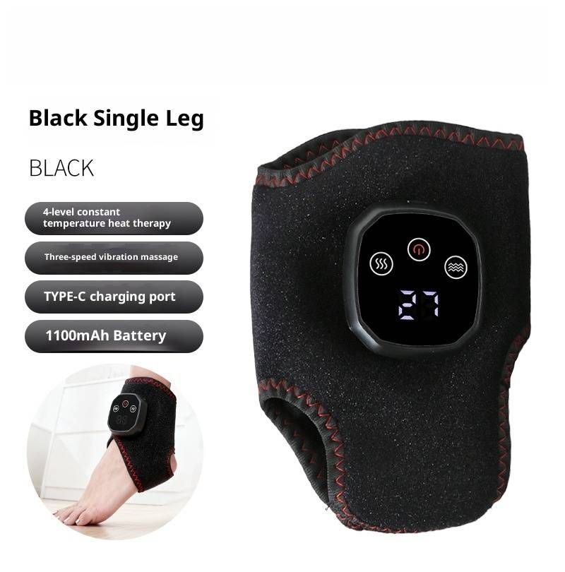 Smart Ankle Massager With Graphene Heating & Vibration Therapy - Wireless Charging Foot Wrap For Joint Pain Relief (Grey/Black)_voghion.com