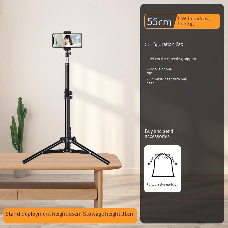 Supporto treppiede regolabile per telefono con telecomando Bluetooth e luce LED - Pieghevole 1,6 m/2,1 m/55 cm di altezza per TikTok, streaming live e vlogging_voghion.com