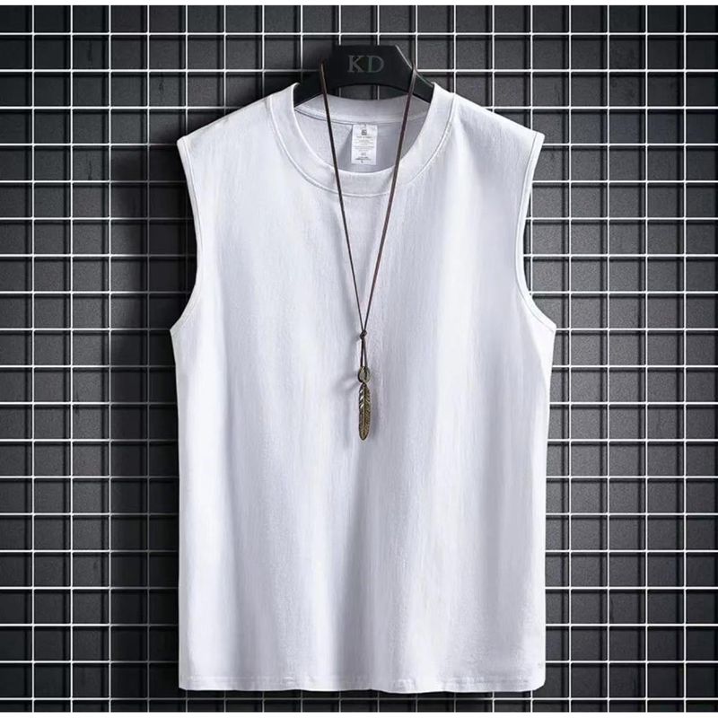 Herrenbekleidung Sommer Baumwolle Weste T-Shirt Männer Neue Stil T-Shirt Lose Große Größe Paar Tragen Herren Weste_voghion.com