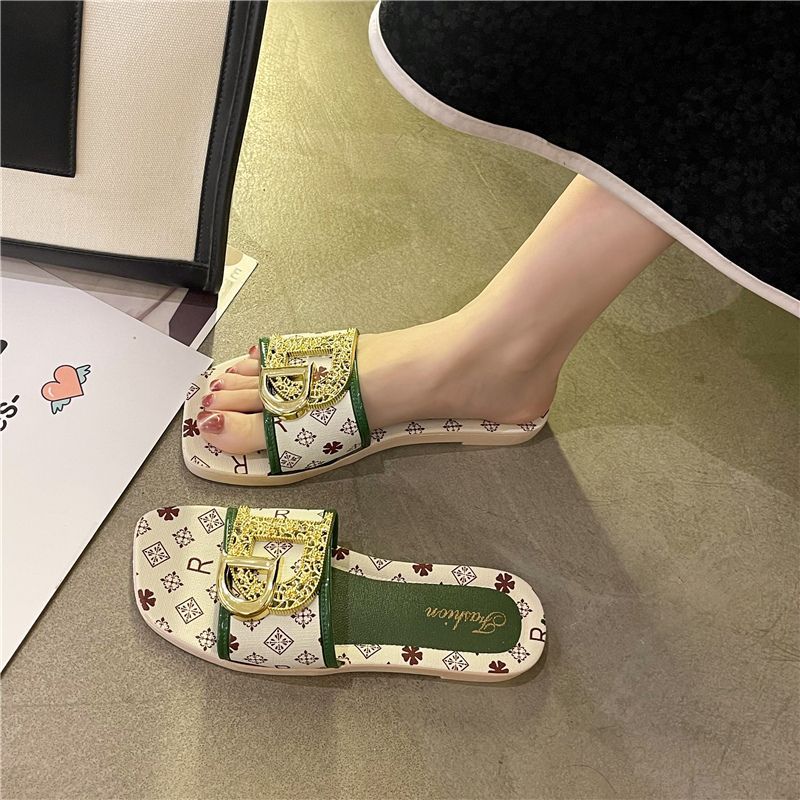 Pantofole da donna estive, multicolori, con fondo piatto, alla moda, sandali da spiaggia alla moda, versatili, pantofole a una linea per_voghion.com